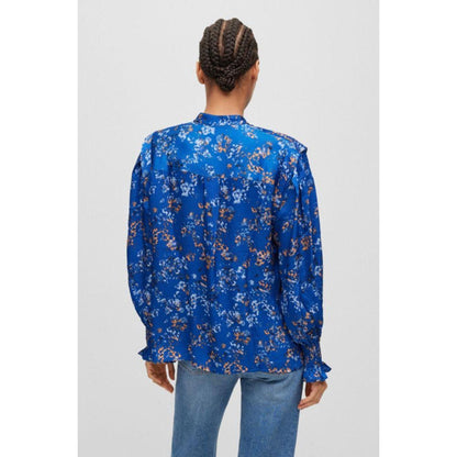 Regular-fit blouse in seasonal print with concealed closure