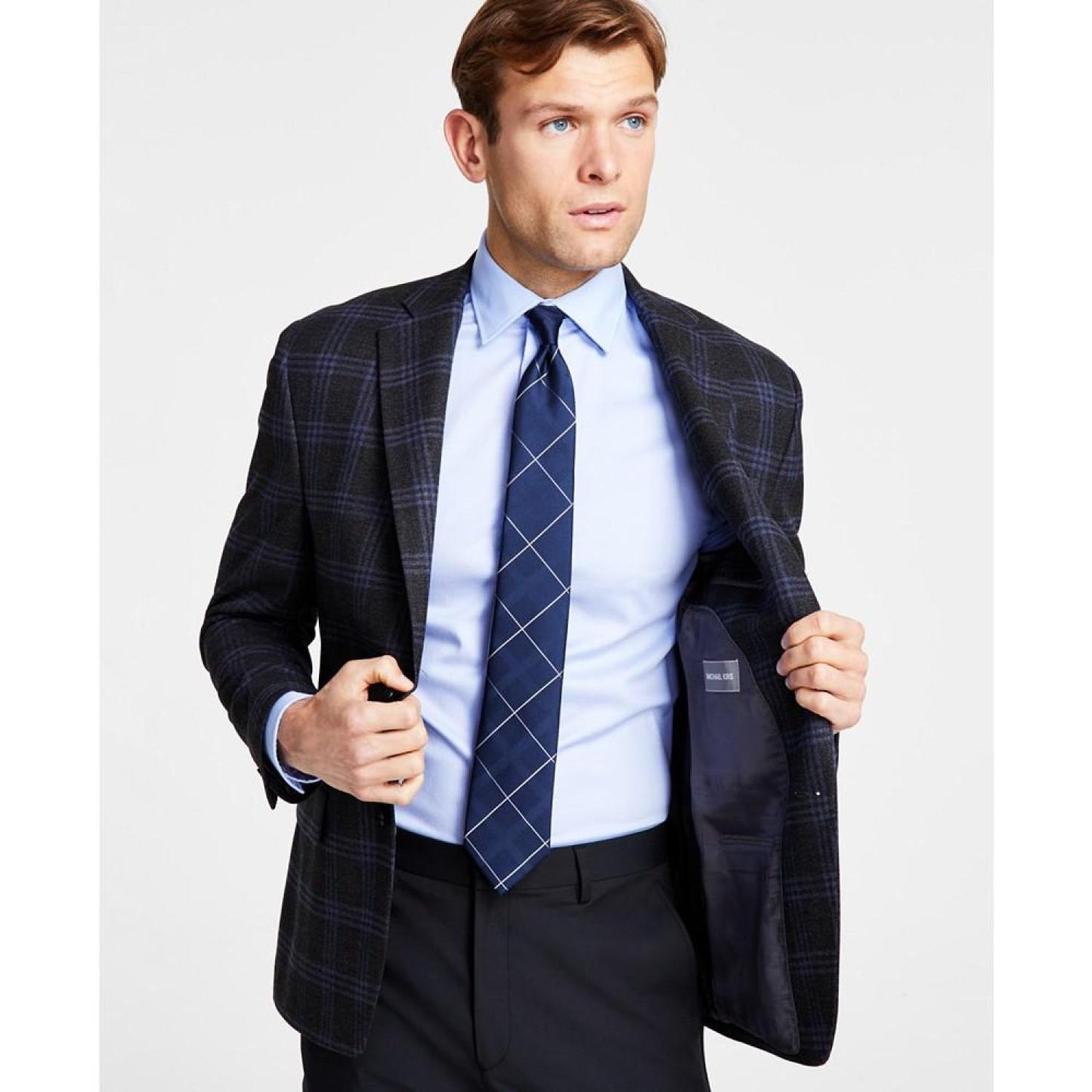 Men's Classic Fit Notch Lapel Plaid Sport Coat