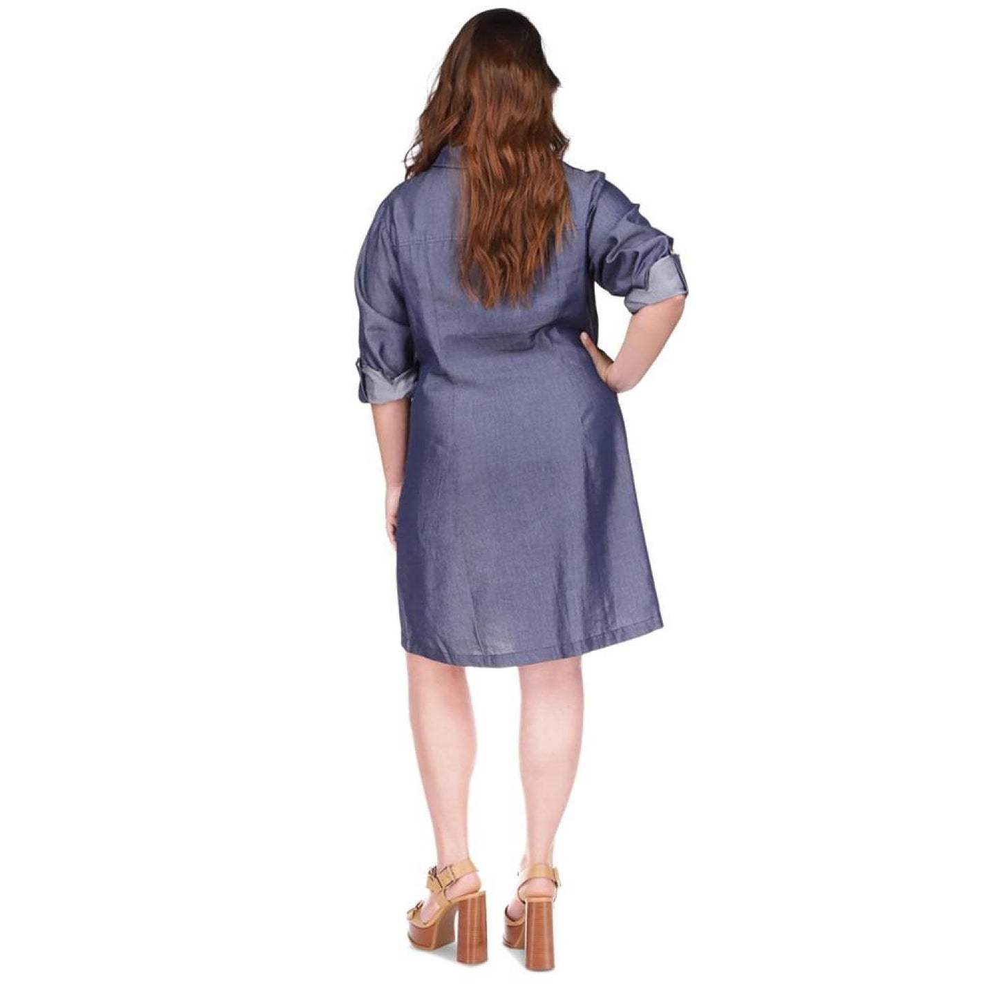 Plus Size Ruched-Front Shirtdress