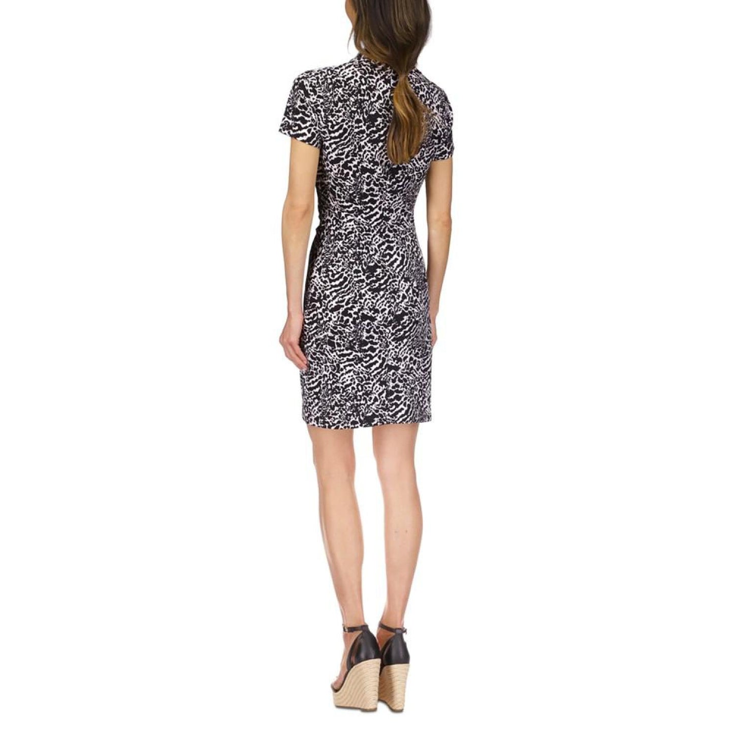 Petite Animal-Print Snap-Front Dress