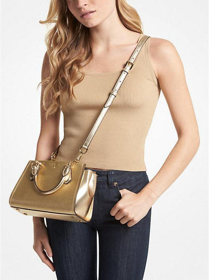 Marilyn Small Metallic Saffiano Leather Crossbody Bag