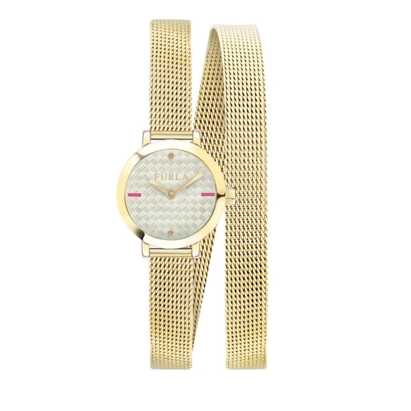 Furla Women's Vittoria Guilloche' Gold Col. Dial Stainless Steel Watch