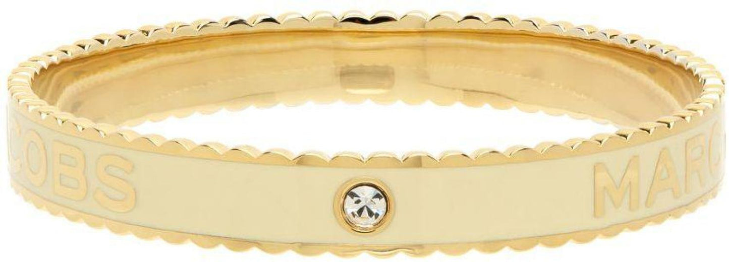 Gold & Beige 'The Medallion Large' Cuff Bracelet