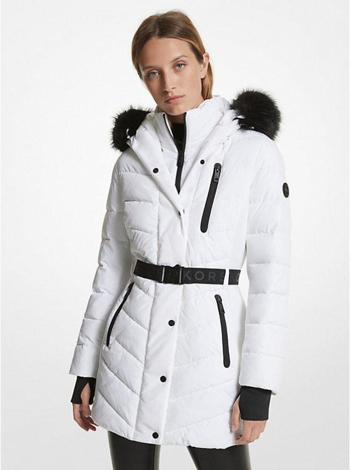 Faux Fur Trim Quilted Puffer Coat