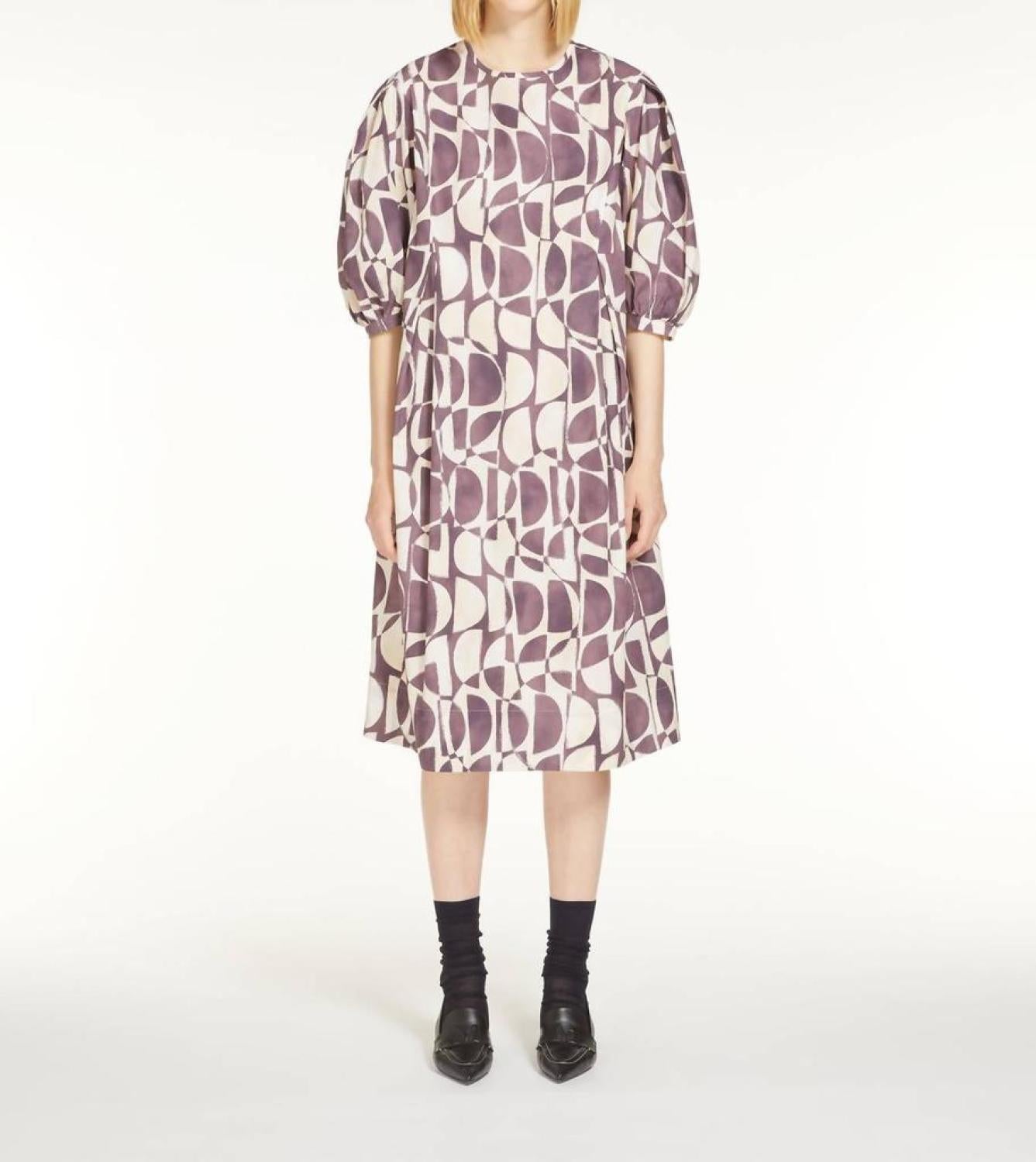 Printed Cotton Dress In Purple