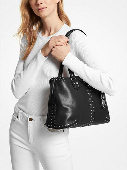 Astor Large Studded Leather Tote Bag