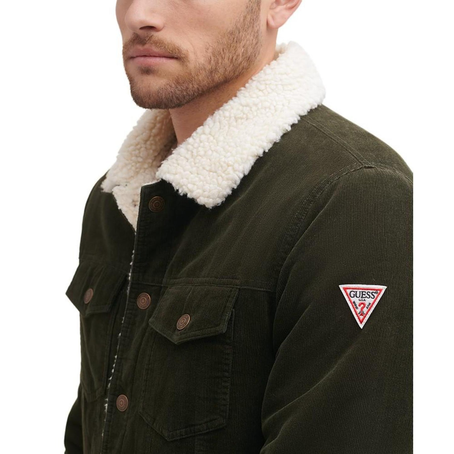 Men's Corduroy Bomber Jacket with Sherpa Collar