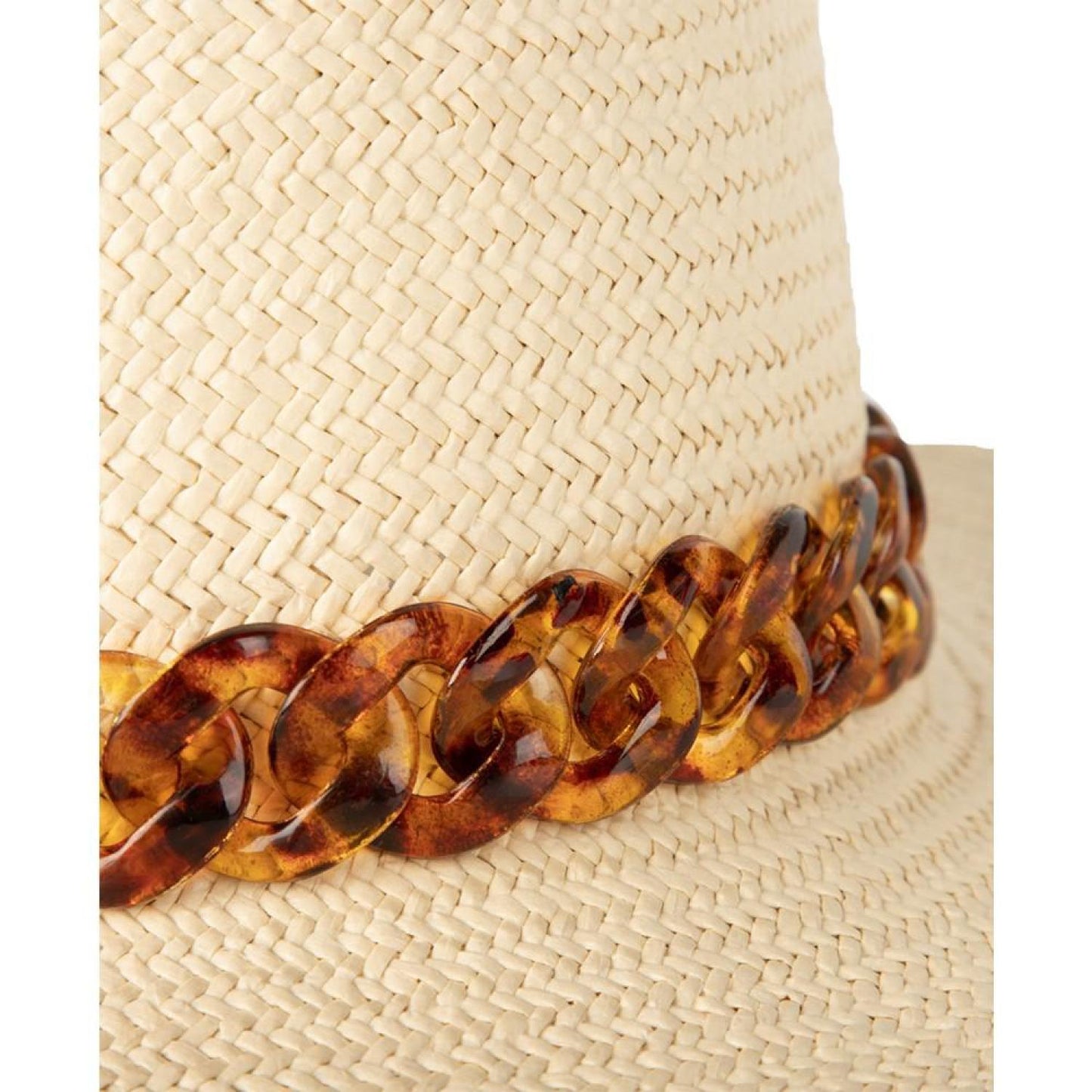 Women's Straw Chain-Detail Fedora