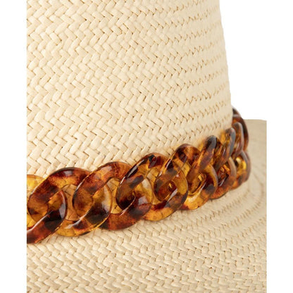 Women's Straw Chain-Detail Fedora