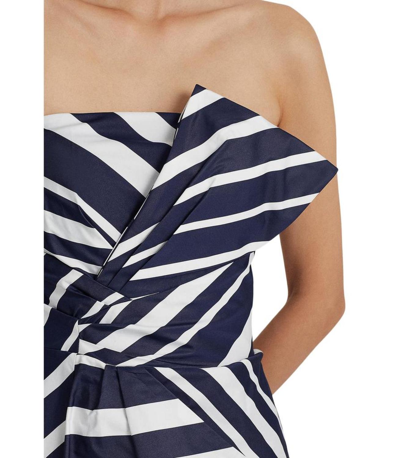 Striped Taffeta Strapless Cocktail Dress