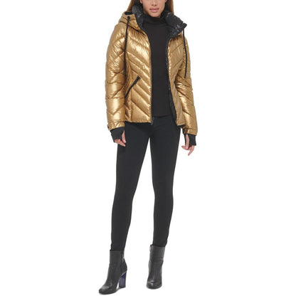 Women's Metallic Quilted Hooded Puffer Coat, Created for Macy's