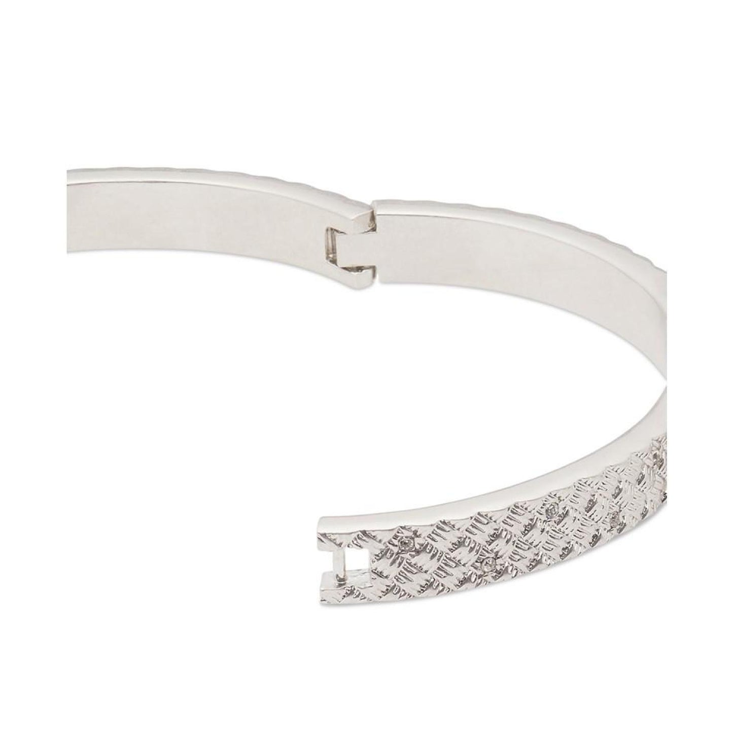 Silver-Tone Cubic Zirconia Bow Bangle Bracelet