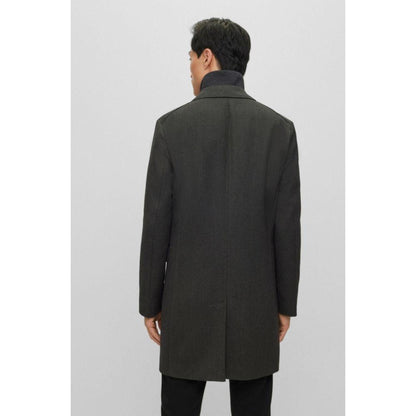 Water-repellent wool-blend coat with zip-up inner