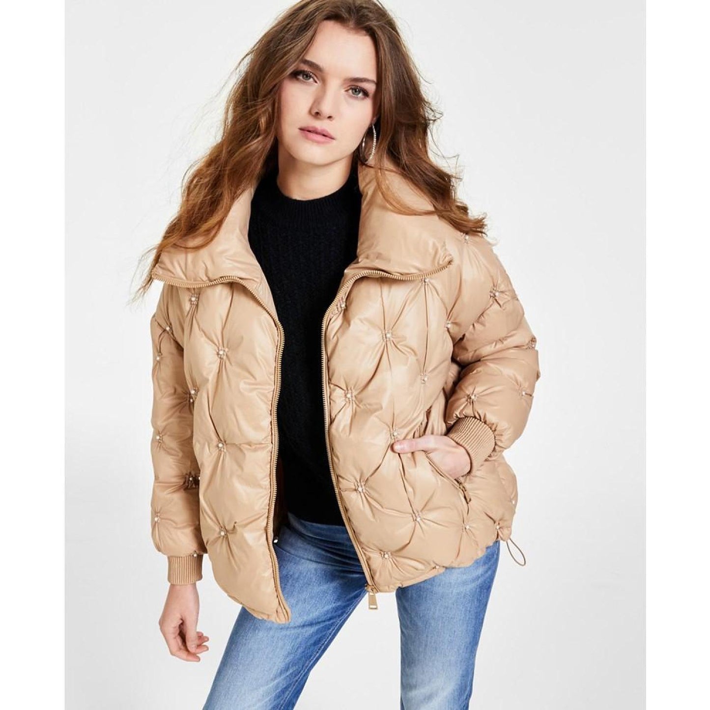 Women's Perla Embellished Zip-Front Puffer Jacket