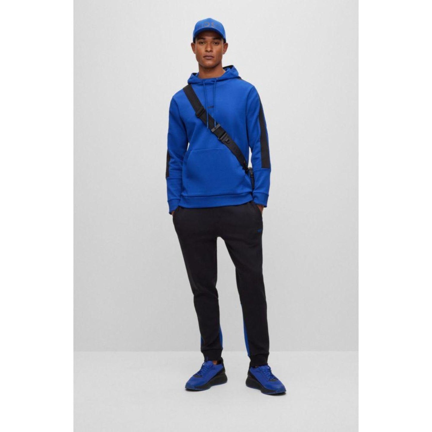 Cotton-blend regular-fit hoodie with tape trims