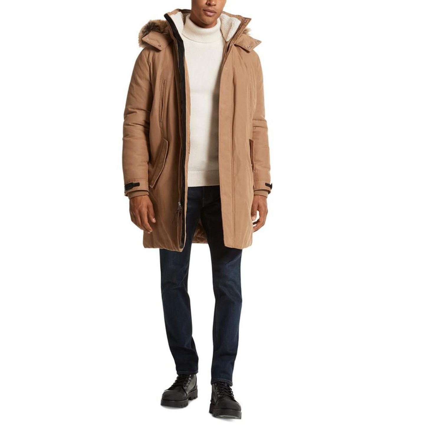 Men's Faux-Fur-Trim Hooded Parka