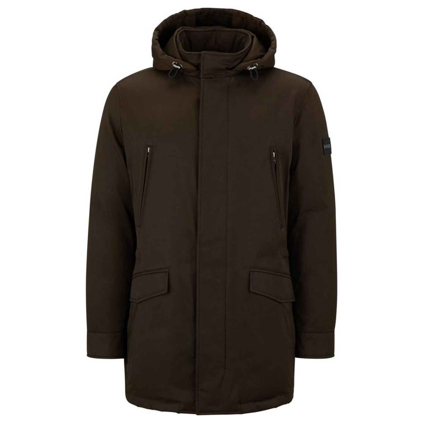 Men's Down-Filled Logo Patch Hooded Jacket