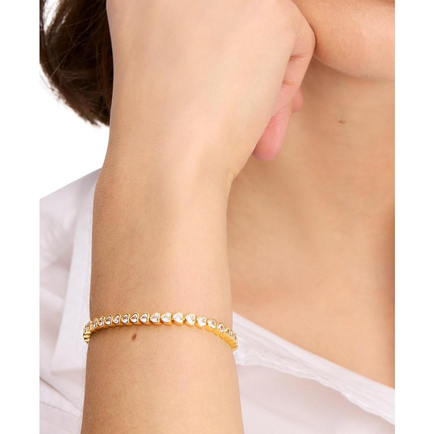 Gold-Tone Cubic Zirconia Heart Tennis Bracelet