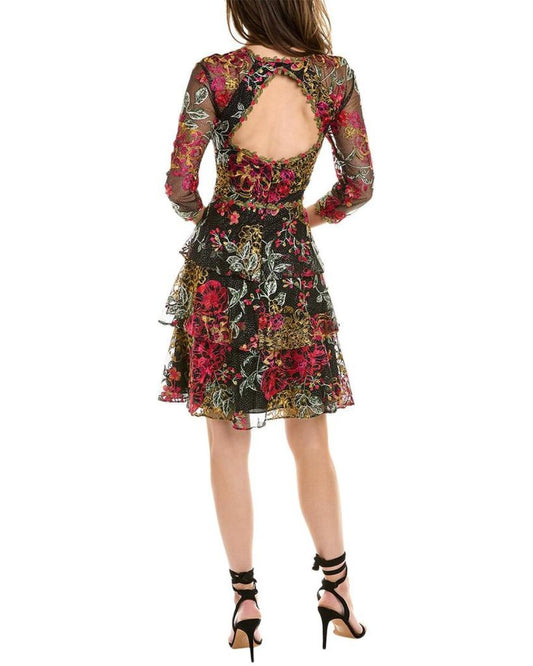 Marchesa Notte Tiered Mini Dress