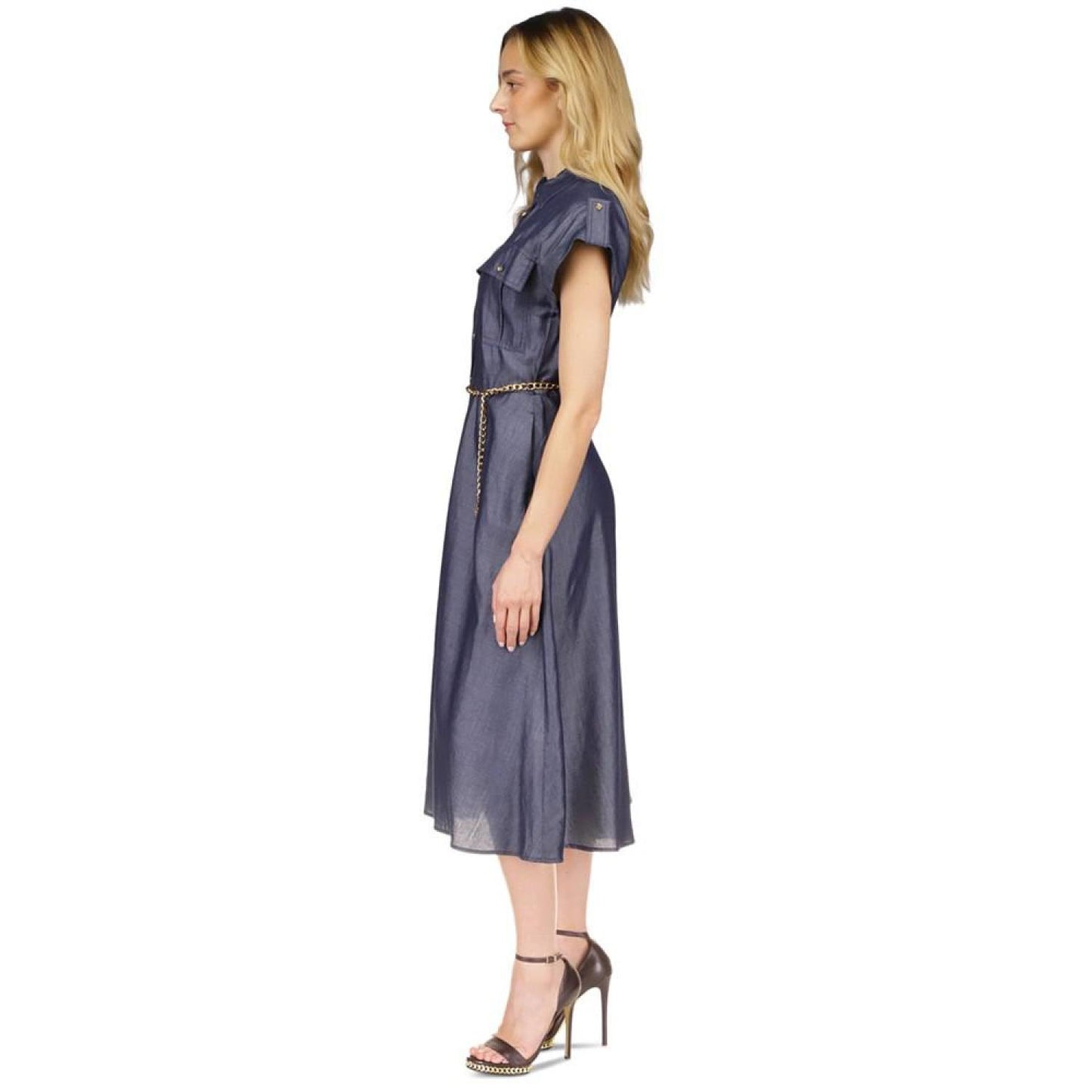 Women's Chain Belt Denim Shirtdress