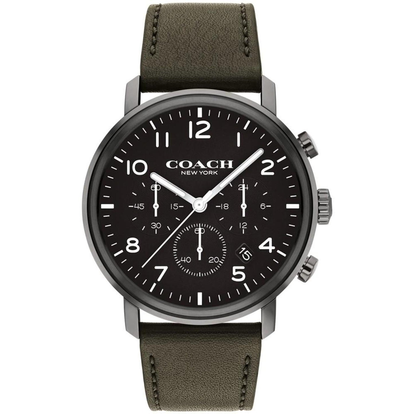 Men's Harrison Olive Leather Strap Watch 42mm