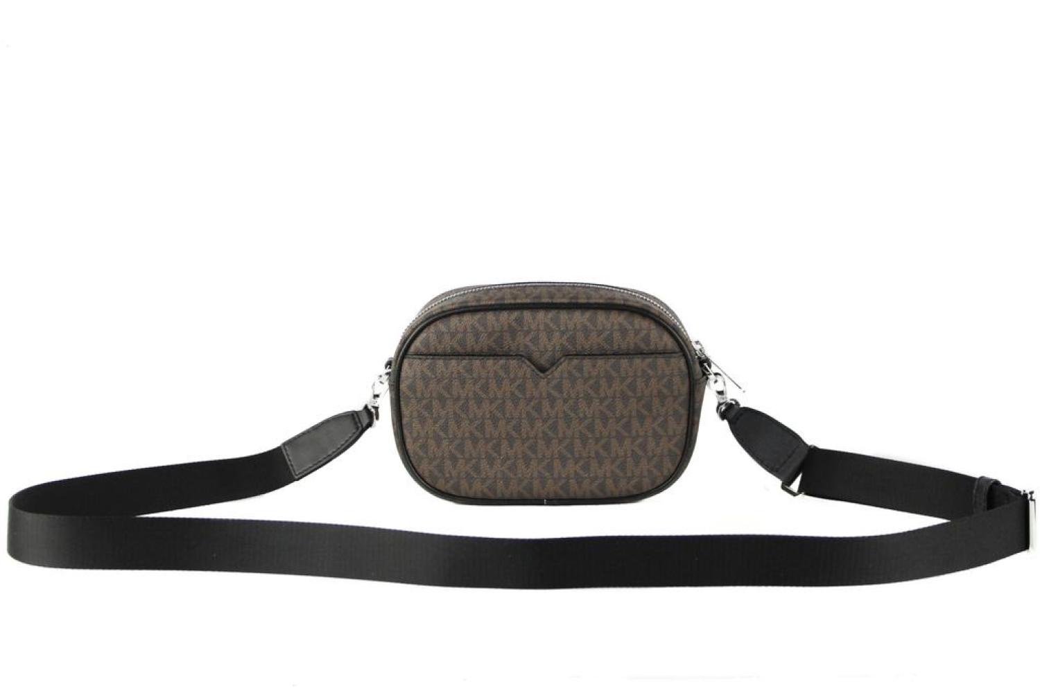 NEW cheapest Michael Kors Jet Set Small Oval Crossbody Bag Brown Silver Signature Striped