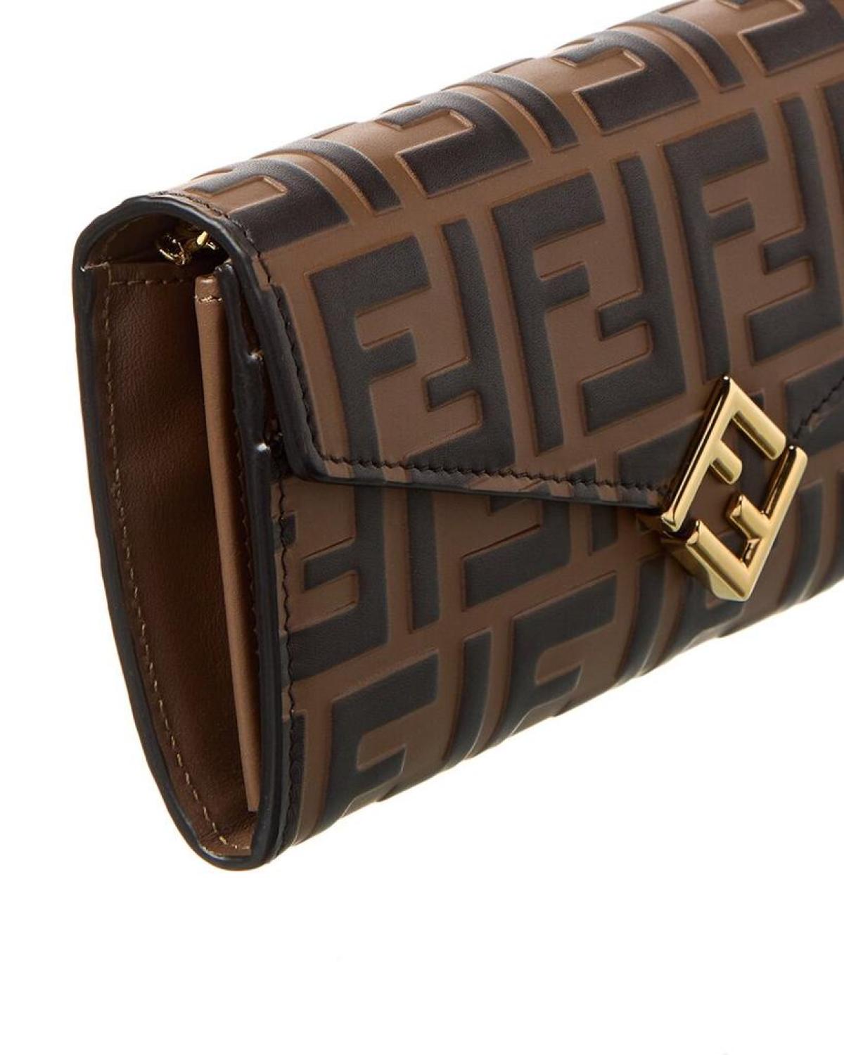 FENDI FF Diamonds Leather Wallet On Chain