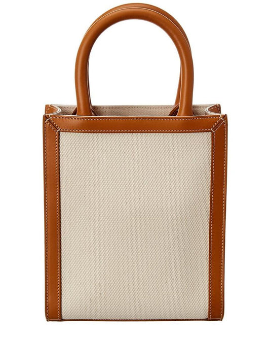 CELINE Vertical Cabas Mini Canvas & Leather Tote