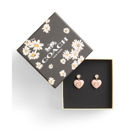 Faux Stone Enamel Signature Heart Drop Earrings