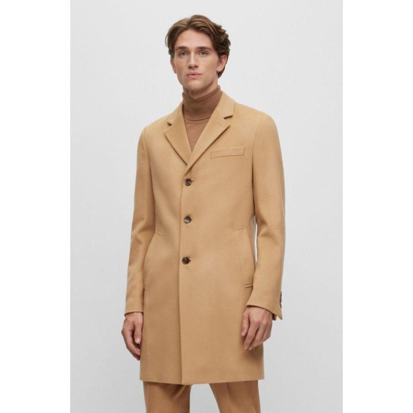 Slim-fit coat in virgin wool and cashmere