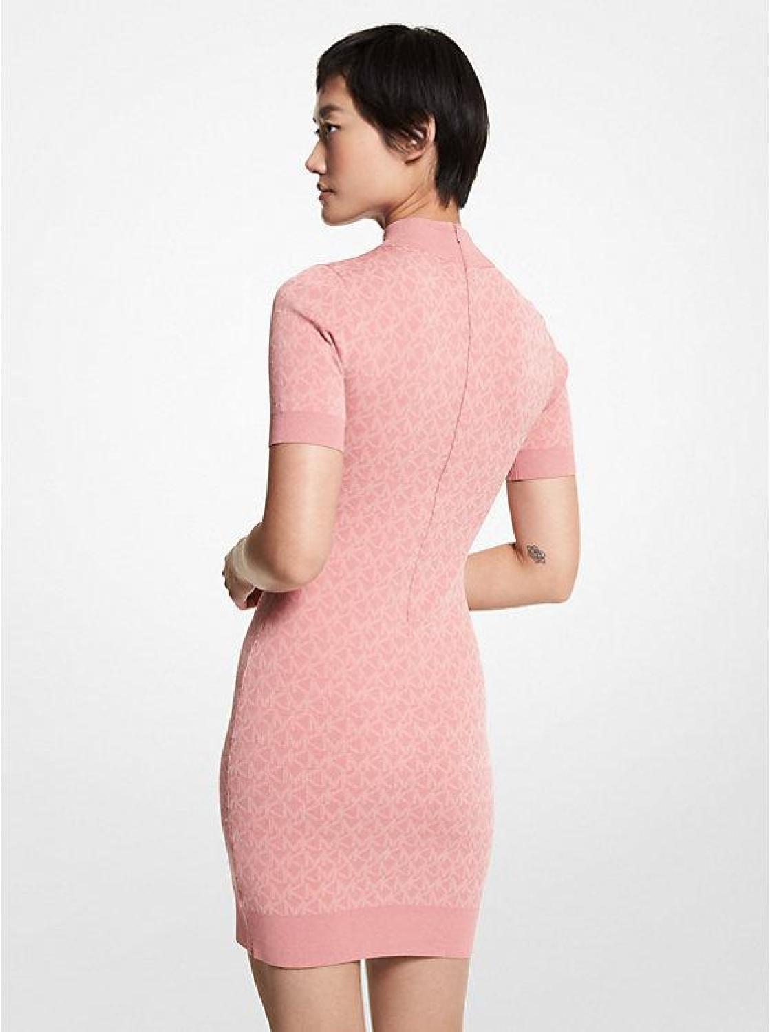 Logo Jacquard Mock Neck Dress