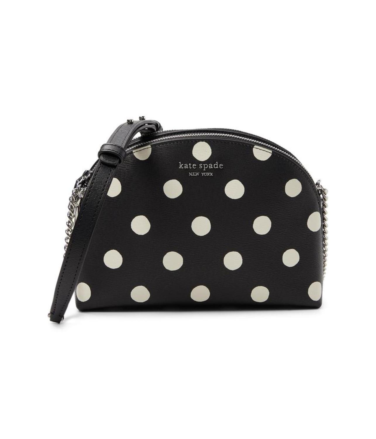 Morgan Sunshine Dot Printed PVC Double Zip Dome Crossbody