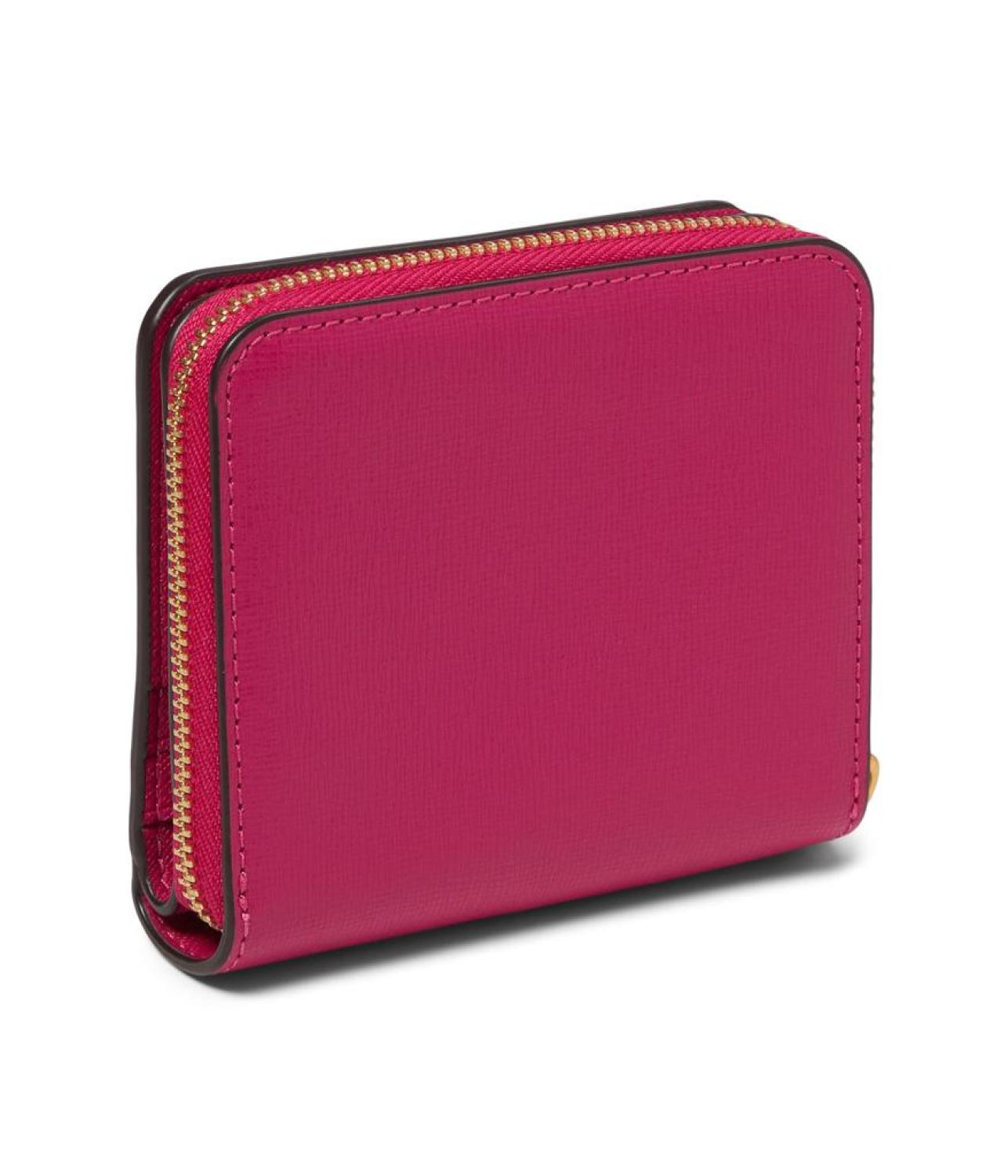 Morgan Bow Embellished Saffiano Leather Small Compact Wallet