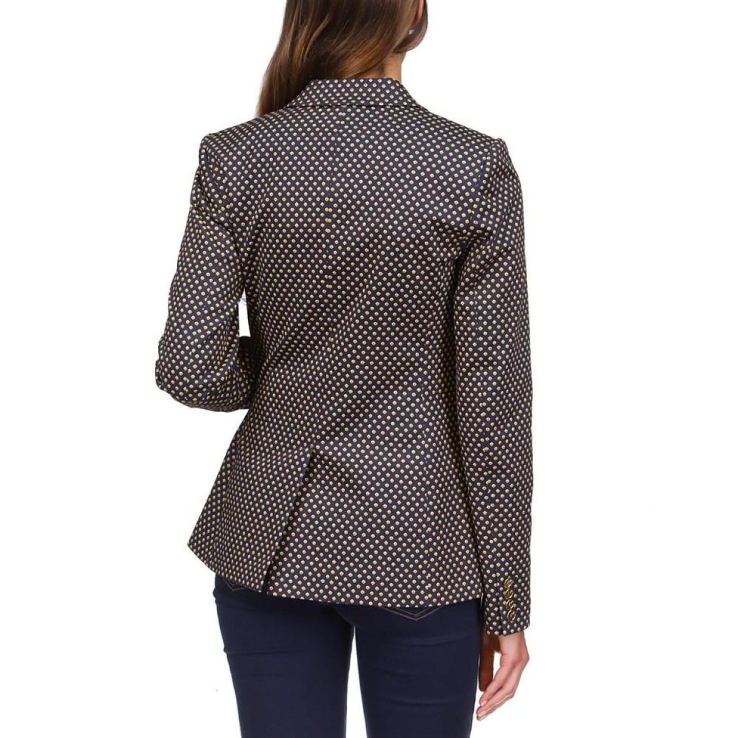 Women's Stud-Print Fitted Two-Button Blazer