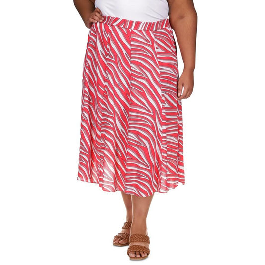 Plus Size Zebra-Print Midi Skirt