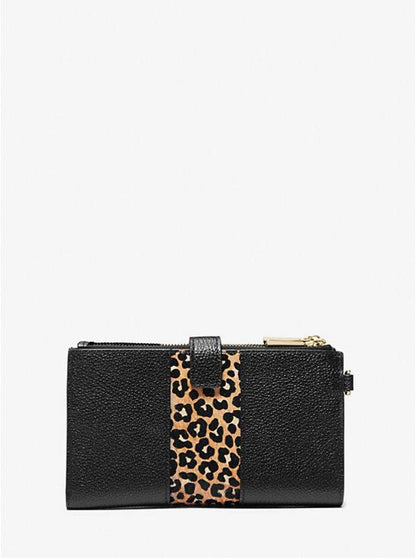 Adele Leather and Leopard Print Calf Hair Smartphone Wallet