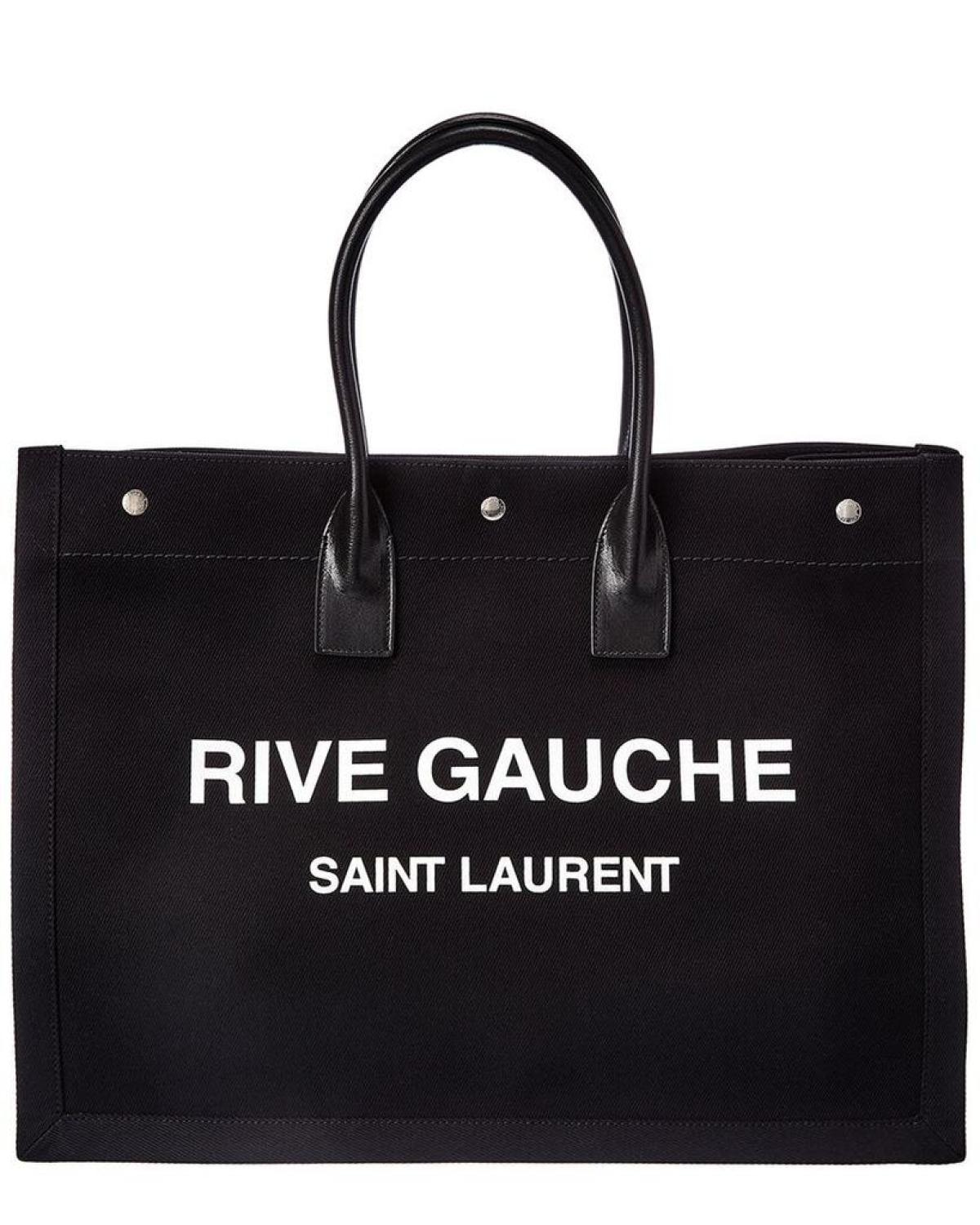 Saint Laurent Rive Gauche Canvas & Leather Tote