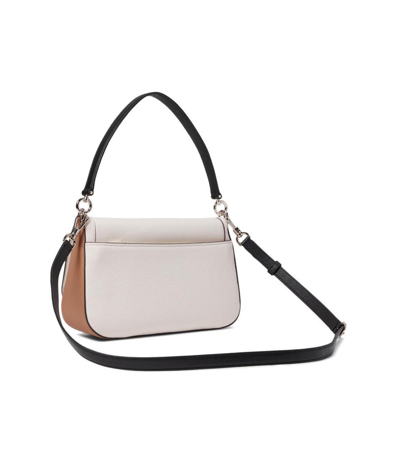 Hudson Colorblocked Pebbled Leather Flap Shoulder Bag