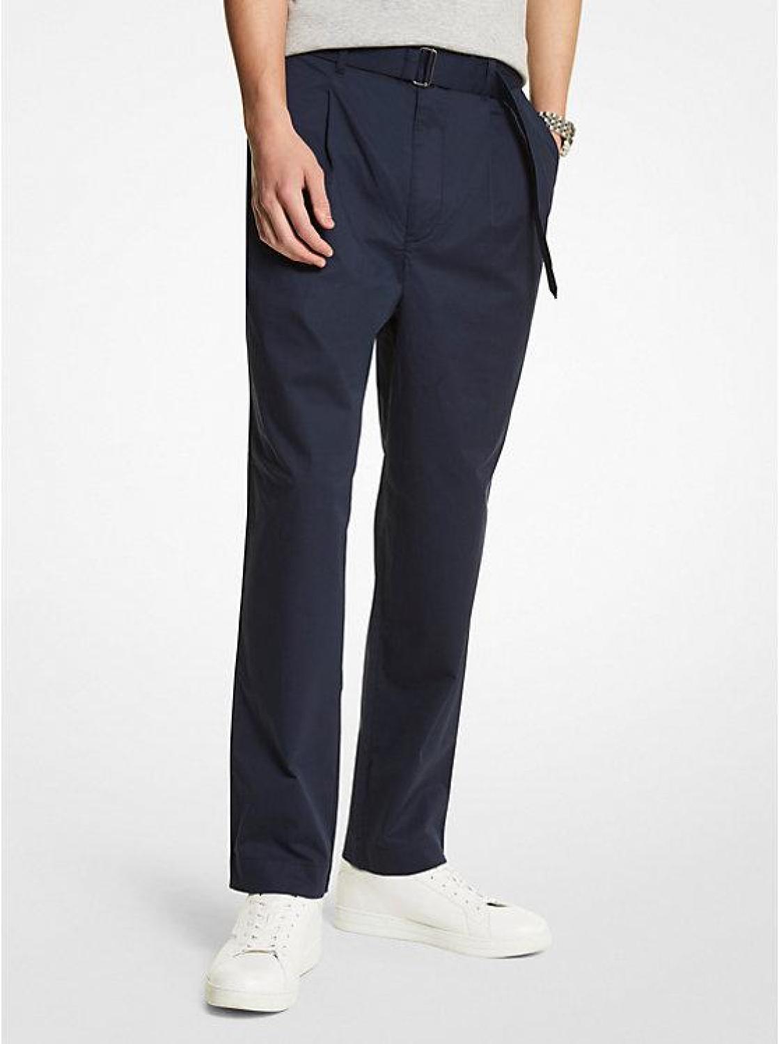 Stretch Cotton Belted Trousers