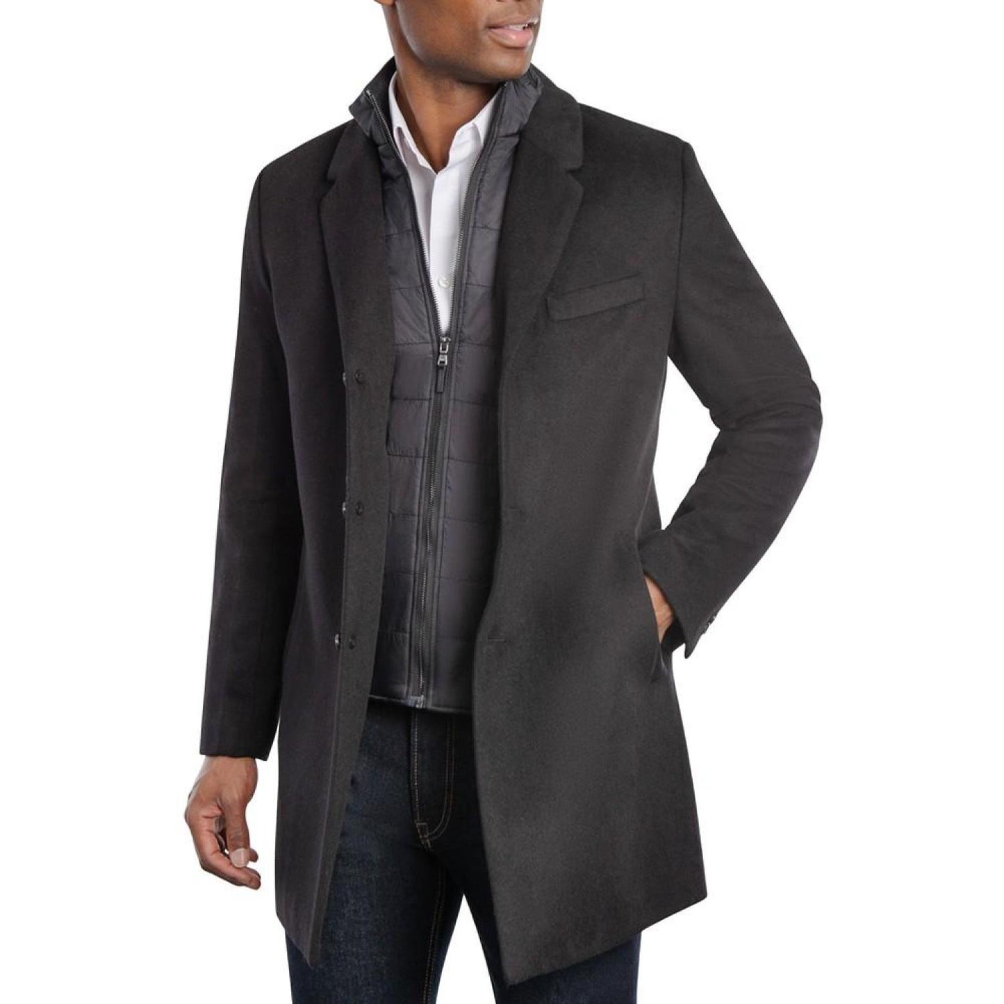 Michael Kors Men's Classic Fit Topcoat Charcoal Gray - Size: Small