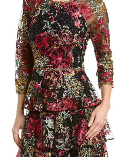 Marchesa Notte Tiered Mini Dress