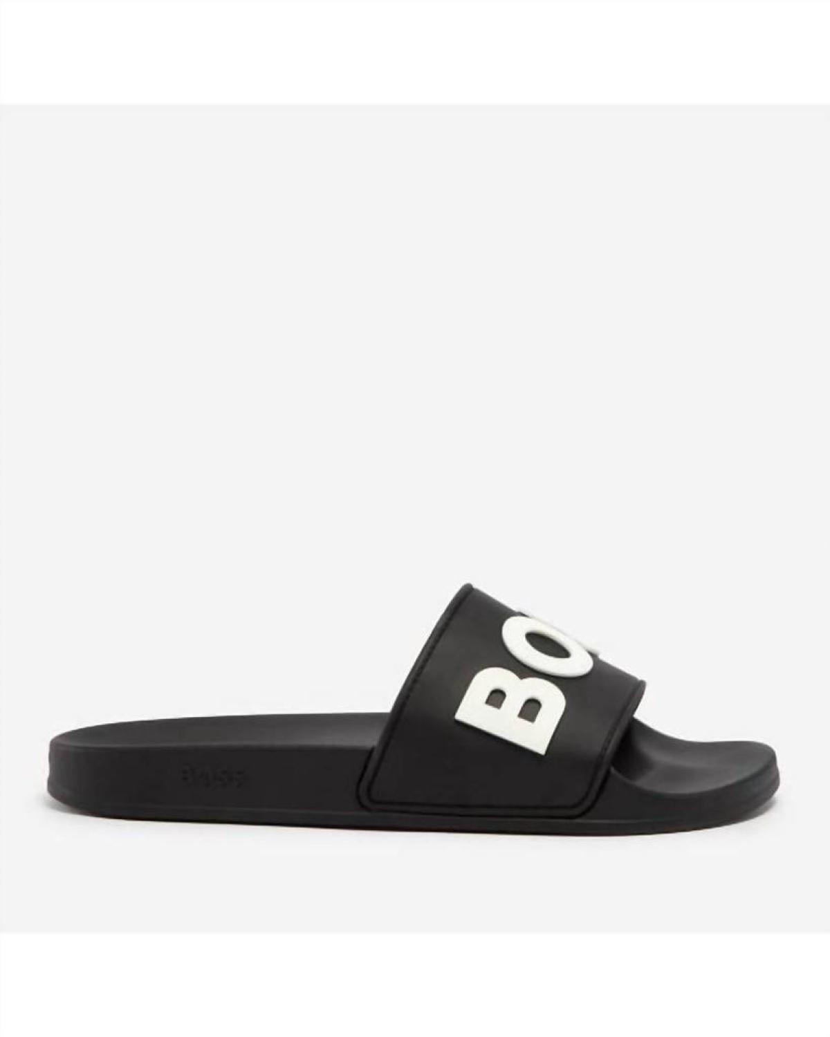 Men Kirk Slide Logo Rubber Slip On In Black