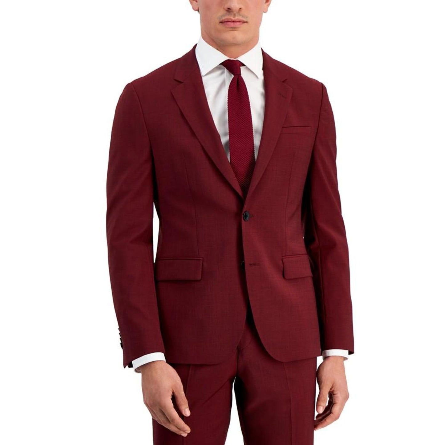 Men's Modern-Fit Dark Red Suit Jacket