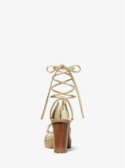 Vero Metallic Snake Embossed Leather Platform Sandal