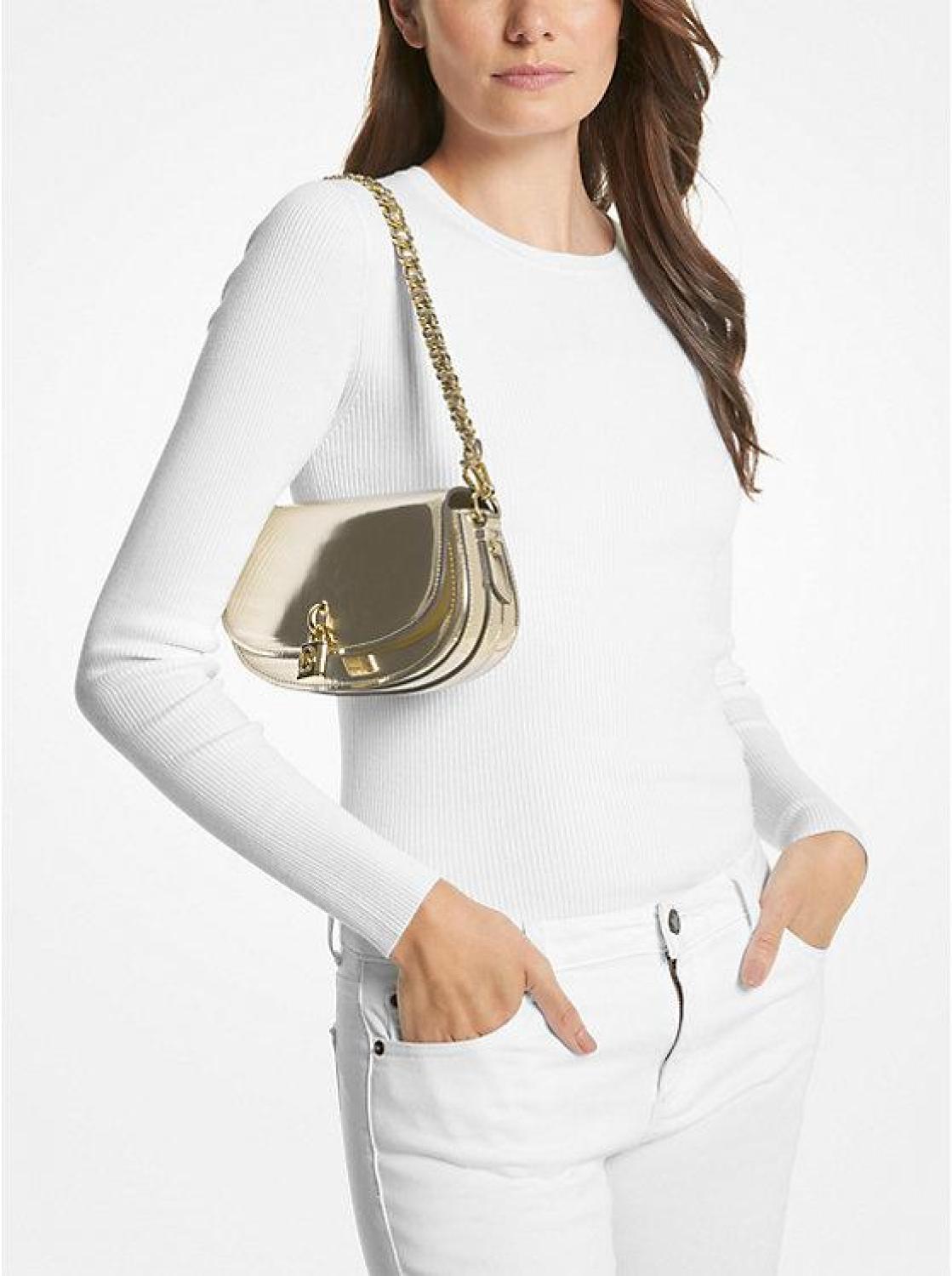 Mila Small Metallic Leather Shoulder Bag