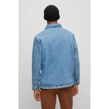 Oversize-fit shirt in blue stretch denim