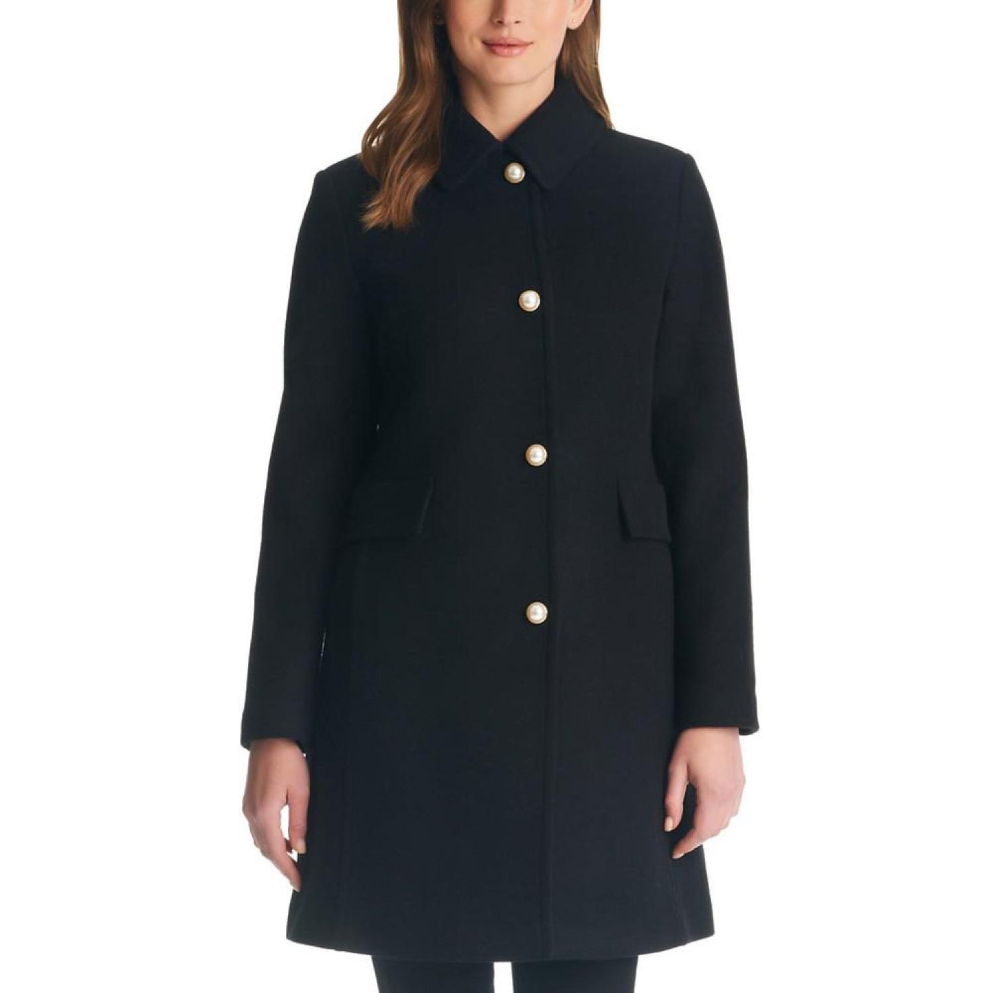 Women's Single-Breasted Imitation Pearl-Button Coat