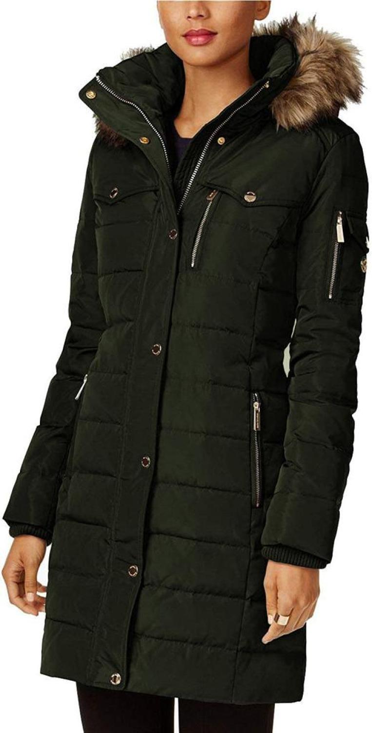 Michael Michael Kors Women's Dark Moss 3/4 Down Puffer Coat