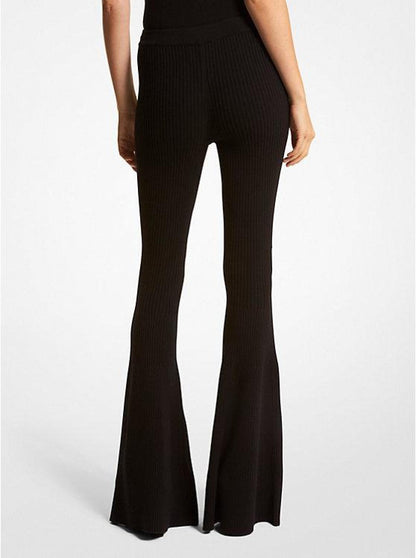 Ribbed Cashmere Flared Pants