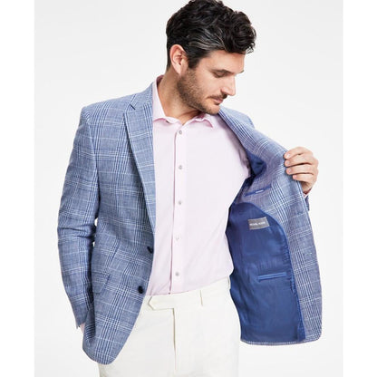 Men's Classic-Fit Linen Plaid Sport Coat